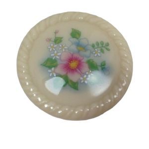 Vintage Avon Floral Scene Sandstone Ceramic Enamel Brooch